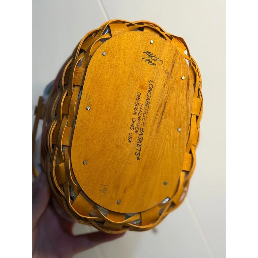 VTG Longaberger Basket Tea for Two 1999 Mother's Day Floral Liner Protector Set